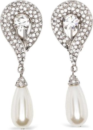 Alessandra Rich Silver Pearl Drop Earrings