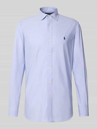 Polo Ralph Lauren Regular Fit Business-Hemd mit Logo-Stitching in Bleu, Gr&ouml;&szlig;e 42