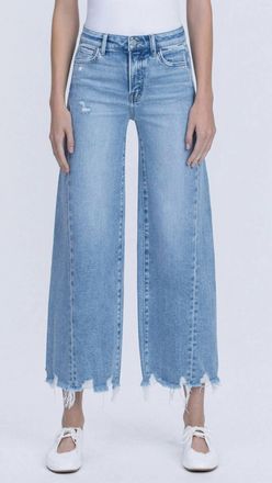 Flying Monkey High Rise Side Panel Cropped Wide Leg Jeans In Blue