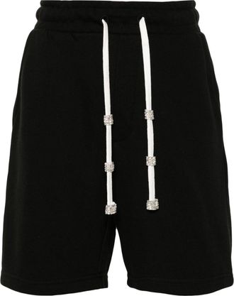 LouLou crystal-embellished track shorts - women - Crystal/Cotton - S - Black