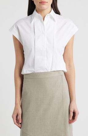 BOSS Bireny Cotton Poplin Button-Up Shirt in White at Nordstrom, Size 16