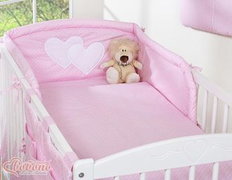 OEM Juego De Ropa De Cama De 3 Piezas 135x100 - Corazones Y Puntos Sobre Fondo Rosa