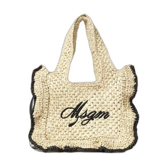 Msgm Bolso de hombro de punto de ganchillo con volantes - Bags - Mujer - Beige - ONE SIZE