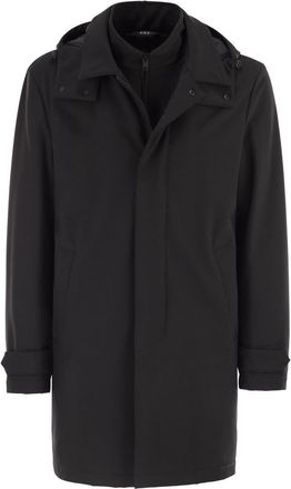 Fay Mens Morning Coat Travel In Jersey Stretch - Black Nylon - Size X-Large