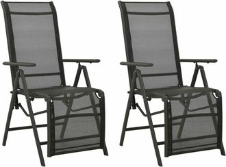 vidaXL Reclining Garden Chairs 2pcs Textilene and Aluminium Black vidaXL