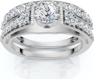 Pompeii3 1Ct TW Vintage Engagement Wedding Ring Set Lab Grown 14k Gold