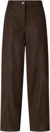 Pinko Wide Leg Effetto Nabuk Broek - Dames - Wijde Broeken - Bruin - L - Polyester - Broeken