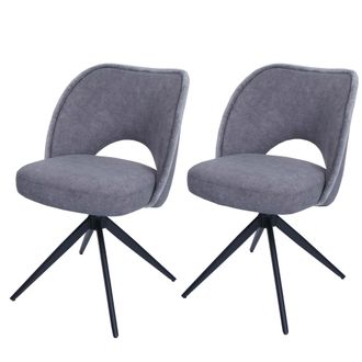 Hhg [nunca Usado] Juego De 2 Sillas De Comedor Hhg-597, Silla De Cocina Tapizada, Giratoria Con Retorno Autom&aacute;tico, Tela/textil (420 G/m&sup2;) Oeko-tex, Gris 