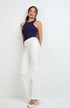 Trina Turk Jacoba Slim-Fit Bootcut Pants in Whitewash at Nordstrom, Size 14