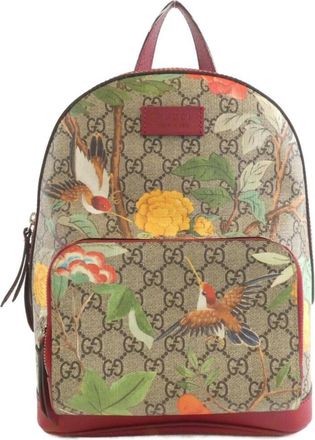 Gucci Beige Brown Gg Supreme Canvas Backpack (Pre-Owned)