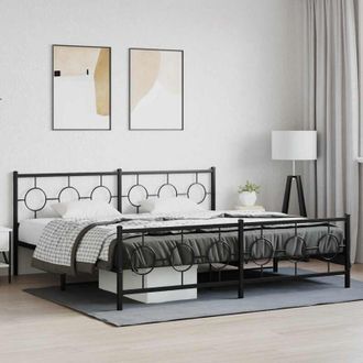vidaXL Vidaxl - Estructura Cama Sin Colch&oacute;n Con Estribo Metal Negro 200x200 Cm