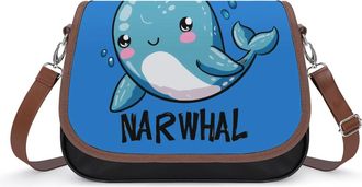 Generic Blue Narwhal Crossbody Bags for Women Shoulder Messenger Bag Purse Handbags