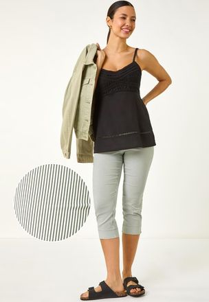 Roman Striped Cropped Stretch Trouser