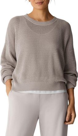 Eileen Fisher Organic Cotton & Tencel Lyocell Crewneck Sweater in Dove at Nordstrom, Size Xx-Small