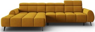 BLOOMINGLOFT Design Ecksofa Alyse mit Relaxfunktion - Samt Senfgelb