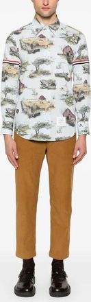 Thom Browne Straight Fit Bd Pc L/S Hemd mit GG-Armband aus Baumwollpopeline Scenic Toile Small