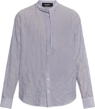 Dsquared2 Gestreepte Overhemd - Heren - Casual Overhemden - Blauw - M - Katoen - Overhemden
