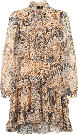 Etro Kleedjes, Dames, Veelkleurig, XS, Polyester, Jurk met ruches
