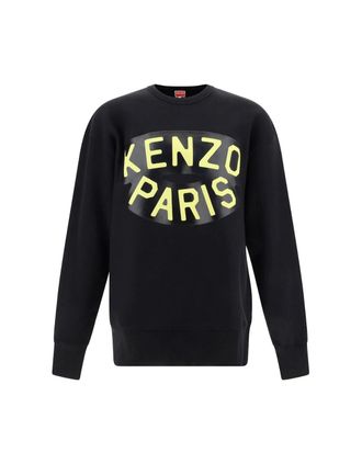 Kenzo Mens Kenzo Paris Large Logo Oversized Black Sweatshirt - Size: 40