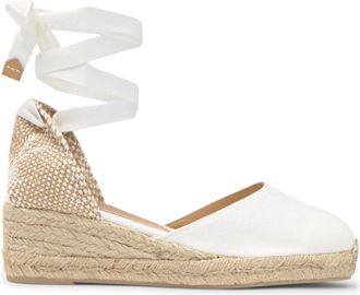 Castaner Carina Espadrille - Dames - Sleehakken - Wit - 38 EU - Katoen - Schoenen