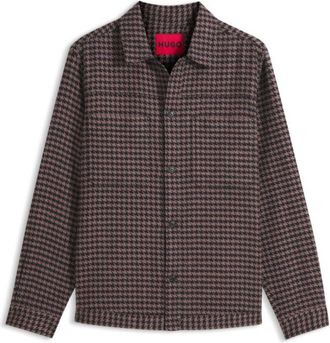 HUGO BOSS Cropped oversized-fit shirt in houndstooth cotton