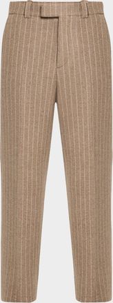 Burberry Mens Pinstripe Wool-Blend Trousers