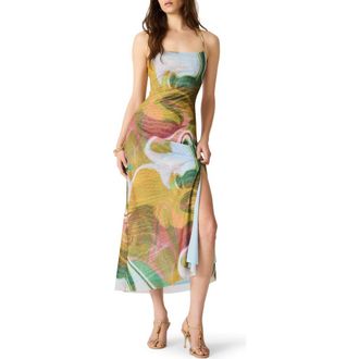 Steve Madden Adella Abstract Print Mesh Midi Dress in Marble at Nordstrom, Size X-Small