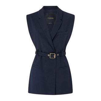 Pinko Pinko - Nuraqus Gilet Diagonale Misto - Dames - Pakken - Blauw - Maat: M Wol