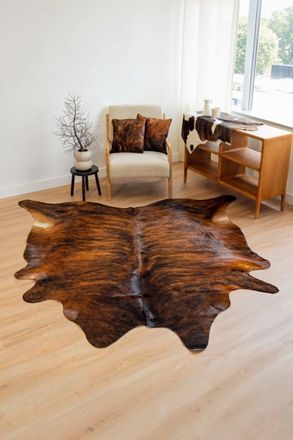 Infinity Leather Natural Cow Leather Tan White Cowhide Hairon Rug - Dark Brindle