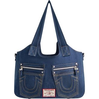 True Religion Horseshoe Denim Satchel in Medium Blue at Nordstrom Rack