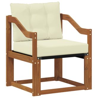 vidaXL Sof&aacute; De Exterior Madera De Acacia S&oacute;lida Natural Y Crema Vidaxl