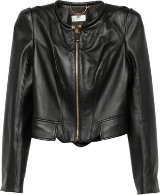 Elisabetta Franchi Leather Jassen - Dames - Leren en Su&egrave;de Jassen - Zwart - S - Jassen