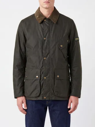 Barbour Line Waxed Cotton Jacket with Velvet Collar