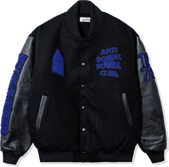 ANTI SOCIAL SOCIAL CLUB Anti Social Club Unisex ASSC X Everton FC Evertonian Varsity Jacket - Black - Size X-Large