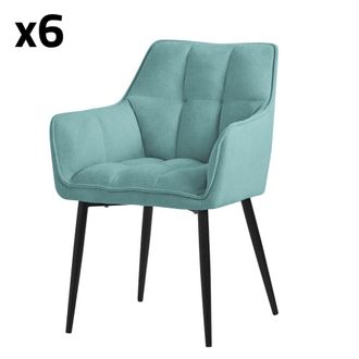 ML Design 6x Sillas de comedor azul con tapizado grueso respaldo ergon&oacute;mico