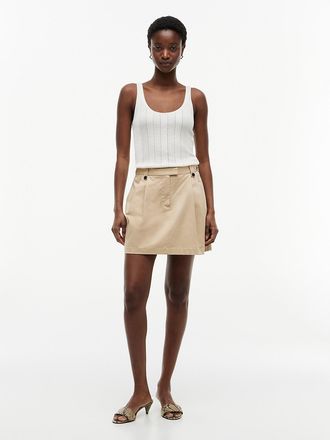 Tommy Hilfiger Womens Pleated Stretch Chino Mini Skirt - Gentle Gold - 4