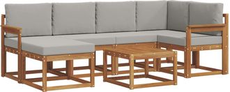 vidaXL Conjunto De Sof&aacute;s De Exterior 7 Uds. Gris Natural Y Claro Vidaxl