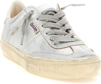 Golden Goose Womens Silver Cowhide Low Top Sneakers