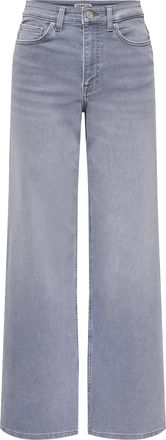 Only High-waist-Jeans ONLY ONLMADISON JOGG HW WIDE DNM, Damen, Gr. 26, L&auml;nge 32, light grau denim, Denim/Jeans, Obermaterial: 100% Baumwolle, unifarben, we