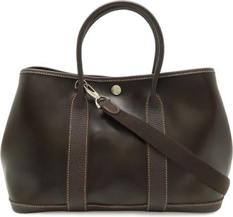 Herm&egrave;s Garden Black Dark Brown Khaki Amazonia Handbag Shoulder Bag Tote Bag (Pre-Owned)