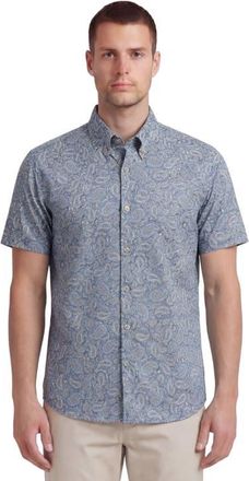 Lords of Harlech Paisley Pile Mens Printed Button Up Shirt in Paisley Pile Natural at Nordstrom, Size Xx-Large