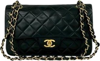 Chanel Pre-owned Matelasse Lambskin Double Flap Shoulder Bag - Dames - Vintage Schoudertas - Zwart - ONE Size - Leer - Vintage