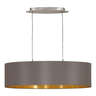 Loops Pendant Ceiling Light Colour Satin Nickel Shade Cappuccino Gold Fabric E27 2x60W in Metallics
