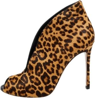 Gianvito Rossi Vamp Leopard Pony Hair Booties Size 41