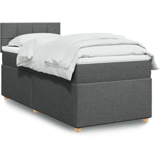vidaXL Cama Box Spring Con Colch&oacute;n Tela Gris Oscuro 80x200 Cm Vidaxl