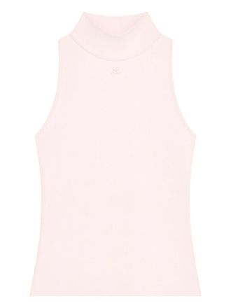 Courr&egrave;ges Sleeveless Top with High Neckline and Fitted Silhouette