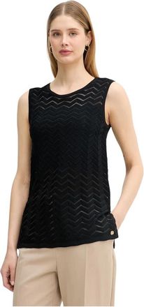 Joseph Ribkoff Chevron Steek Relaxed Tuniek Top - Dames - Tops zonder mouwen - Zwart - 2XL - Nylon - Tops