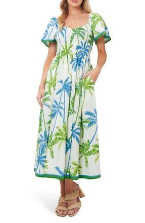 Flying Tomato Print Midi Dress in White/Green at Nordstrom Rack, Size Medium