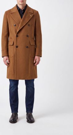 Tagliatore Knee-Length Double-Breasted Coat in Pure Cashmere with Peak Lapels