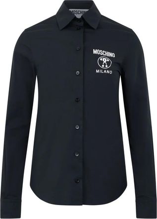 Moschino Elegant Blouse met Print - Dames - Overhemden - Zwart - XS - Katoen - Overhemden